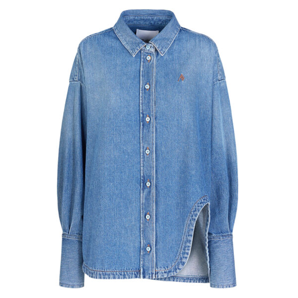 The Attico 'Diana'' Washed Blue Shirt Jacket - The Attico Jackets - Designed by Gilda Ambrosio & Giorgia Tordini - Shop at Luxury Shoes 
