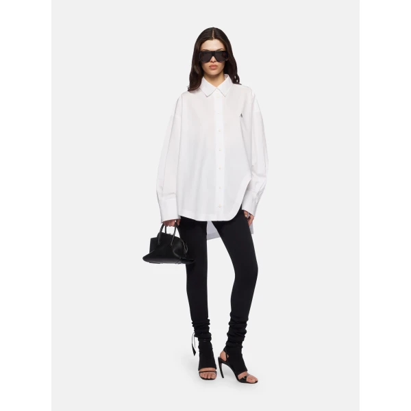 The Attico 'Diana'' White And Navy Blue Shirt - The Attico Tops - Designed by Gilda Ambrosio & Giorgia Tordini - Shop at Luxury Shoes 