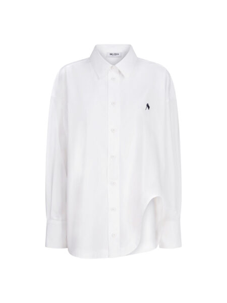 The Attico 'Diana'' White And Navy Blue Shirt - The Attico Tops - Designed by Gilda Ambrosio & Giorgia Tordini - Shop at Luxury Shoes 