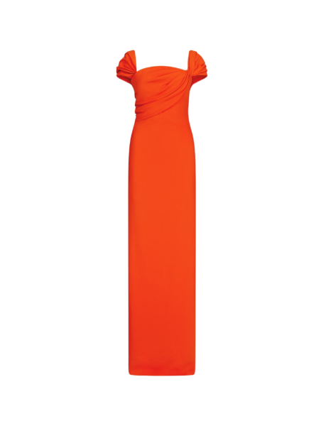 Oscar de la Renta Draped-Detailed Cady Gown - Oscar de la Renta Dresses - American Couture - Shop at Luxury Shoes 