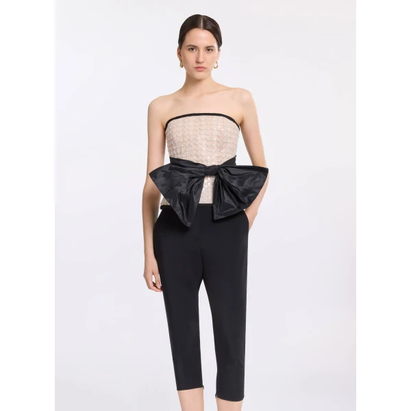 Elie Saab Pearl Corset With Bow in White featuring  – Luxury Designer Fashion at Luxury Shoes .