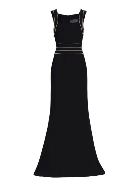 Elie Saab Trim Embellished Cady Dress in Black featuring  – Luxury Designer Fashion at Luxury Shoes .
