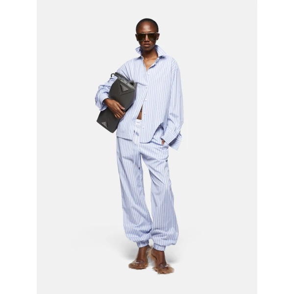 The Attico "Eliza'' White And Navy Blue Shirt - The Attico Tops - Designed by Gilda Ambrosio & Giorgia Tordini - Shop at Luxury Shoes 