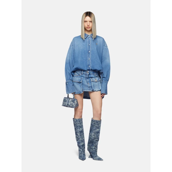 The Attico 'Fay'' Washed Blue Mini Skirt - The Attico Skirts - Designed by Gilda Ambrosio & Giorgia Tordini - Shop at Luxury Shoes 