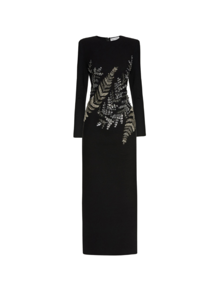 Oscar de la Renta Fern Embroidered Long Sleeve Gown - Oscar de la Renta Dresses - American Couture - Shop at Luxury Shoes 
