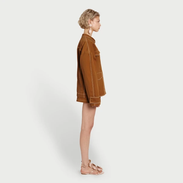 Giambattista Valli Fitted Camel Cotton Jacket - Giambattista Valli Jackets - Romantic Couture - Shop at Luxury Shoes 