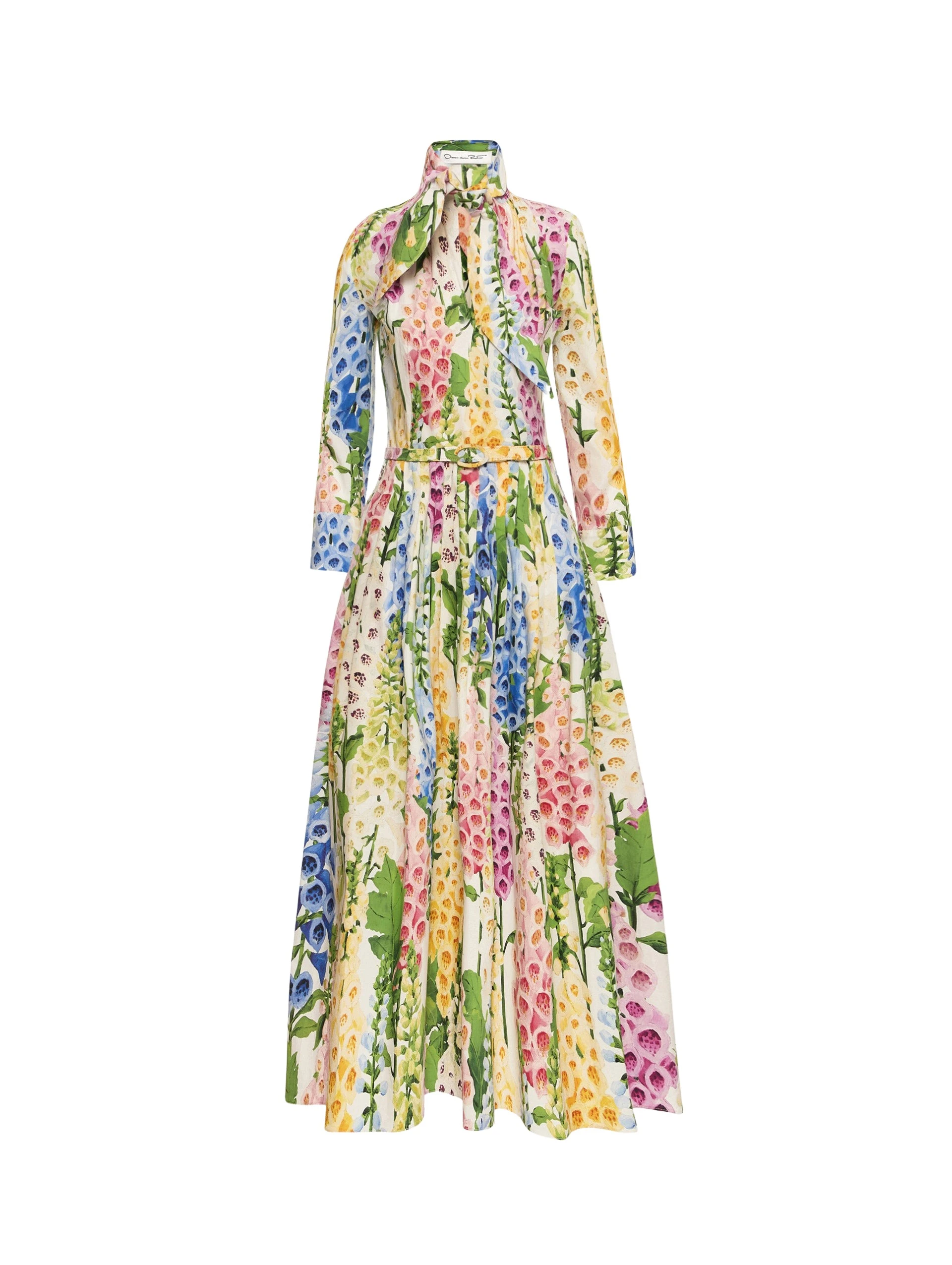 Foxglove-Cotton-Poplin-Tie-Neck-Dress-Oscar-de-la-Renta-Dresses44160_nobg Oscar de la Renta Foxglove Cotton Poplin Tie-Neck Dress - Oscar de la Renta Dresses - American Couture - Shop at Luxury Shoes