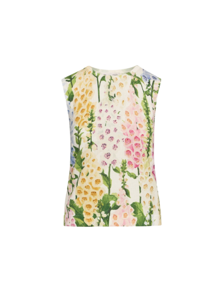 Oscar de la Renta Foxglove Printed Tank - Oscar de la Renta Tops - American Couture - Shop at Luxury Shoes 