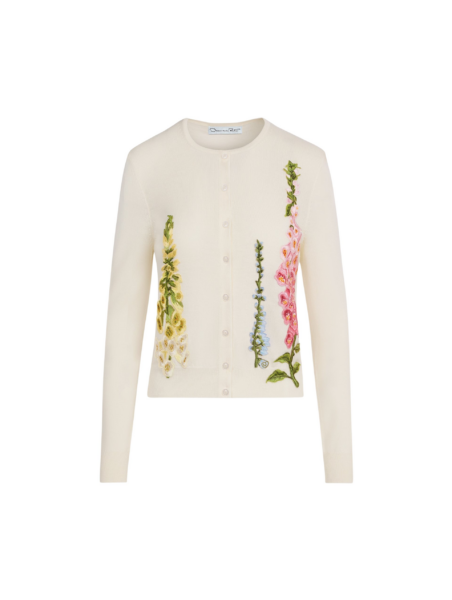 Oscar de la Renta Foxglove Threadwork Cardigan - Oscar de la Renta Knitwear - American Couture - Shop at Luxury Shoes 