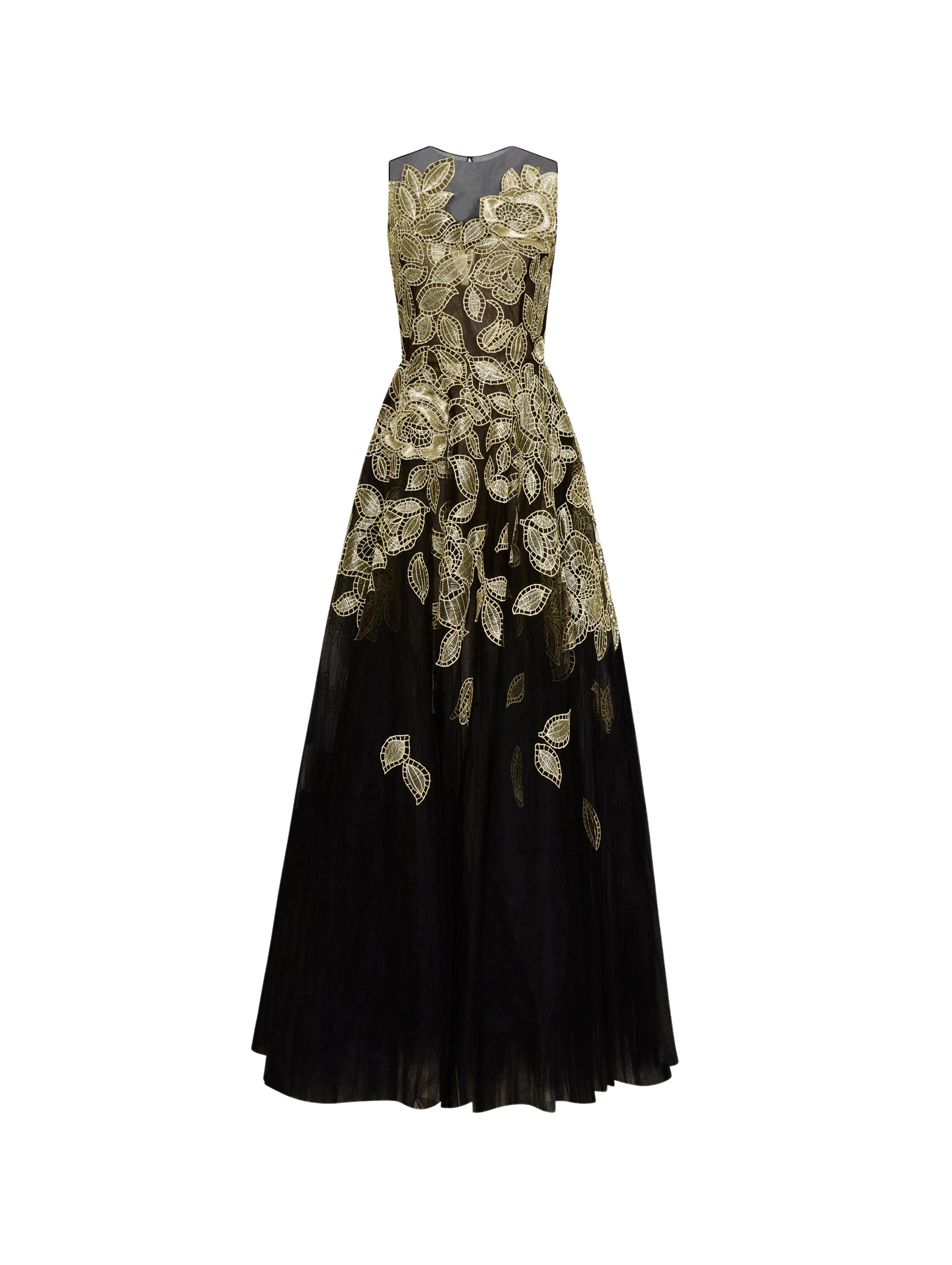 Gold-Foil-Rose-Applique-Gown-Oscar-de-la-Renta-Dresses30849_nobg Oscar de la Renta Gold Foil Rose Appliqué Gown - Oscar de la Renta Dresses - American Couture - Shop at Luxury Shoes