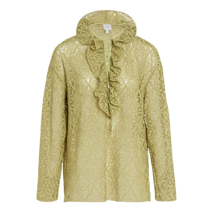Green-Filigree-Macrame-Blouse-Giambattista-Valli-Tops-772215_nobg Giambattista Valli Green Filigree Macramé Blouse - Giambattista Valli Tops - Romantic Couture - Shop at Luxury Shoes