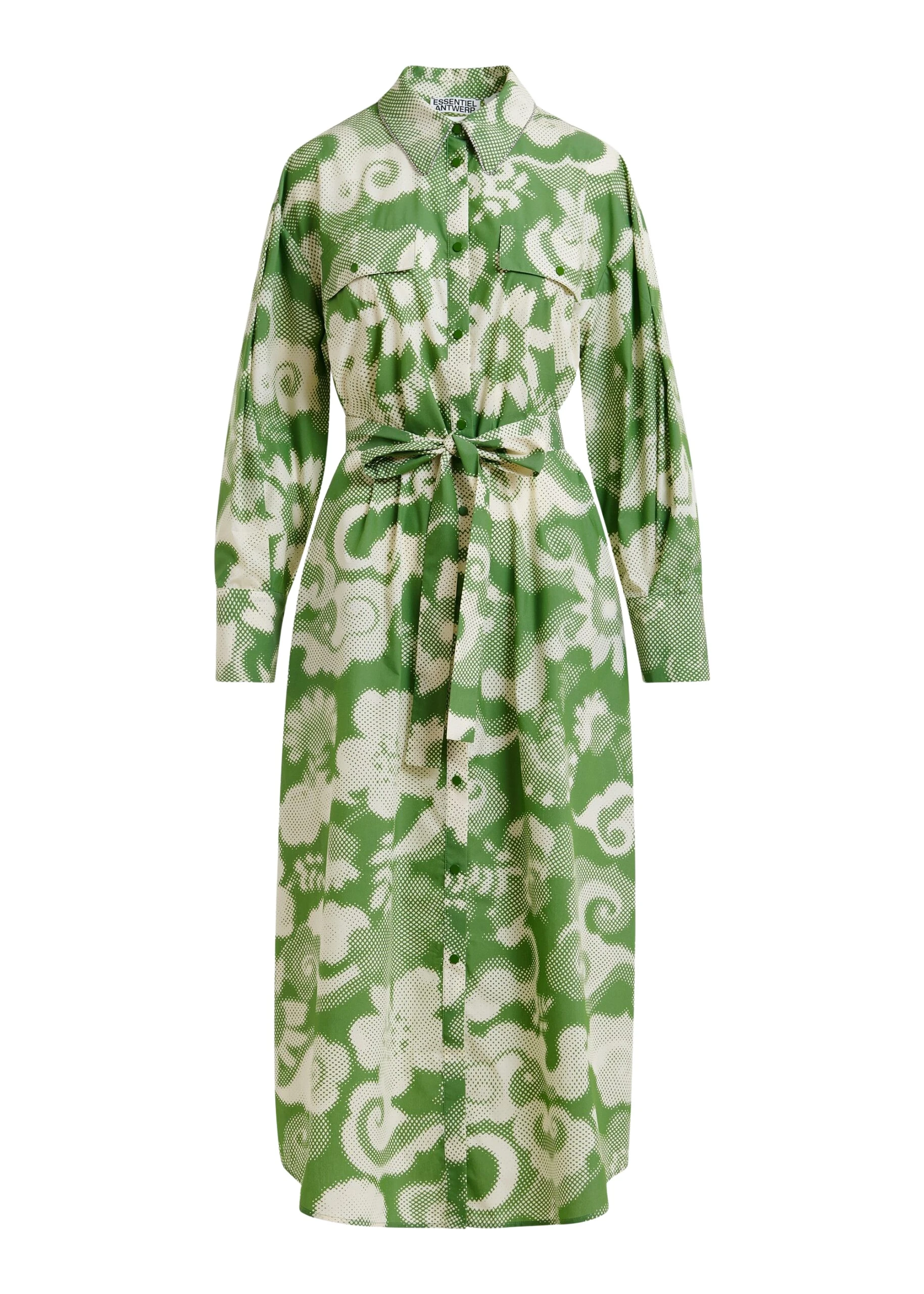 Green-and-cream-cotton-blend-floral-print-shirt-dress-Essentiel-Antwerp-Dresses-scaled77625_nobg Essentiel Antwerp Green and cream cotton-blend floral-print shirt dress - Essentiel Antwerp Dresses - Colorful Belgian Design - Shop at Luxury Shoes