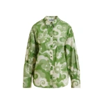 Essentiel Antwerp Green and cream floral-print oversized shirt - Essentiel Antwerp Shirts - Colorful Belgian Design - Shop at Luxury Shoes 