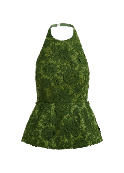 Essentiel Antwerp Green floral lace halter peplum top - Essentiel Antwerp Tops - Colorful Belgian Design - Shop at Luxury Shoes 
