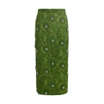 Essentiel Antwerp Green floral lace pencil skirt with rhinestone embellishments - Essentiel Antwerp Skirts - Colorful Belgian Design - Shop at Luxury Shoes 