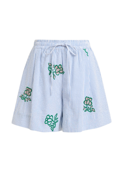 Essentiel Antwerp Green knit T-shirt with light blue contrasting trim - Essentiel Antwerp Shirts - Colorful Belgian Design - Shop at Luxury Shoes 
