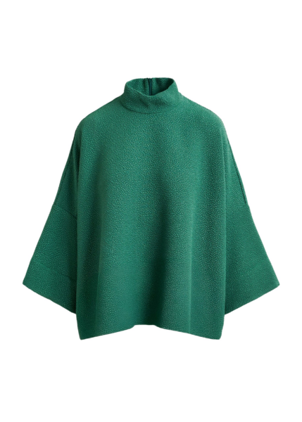 Essentiel Antwerp Green oversized top with stand-up collar - Essentiel Antwerp Tops - Colorful Belgian Design - Shop at Luxury Shoes 
