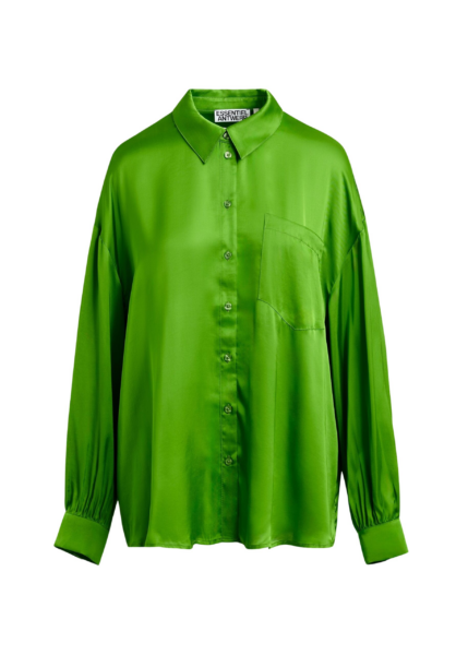 Essentiel Antwerp Green ruffle-trimmed oversized shirt - Essentiel Antwerp Shirts - Colorful Belgian Design - Shop at Luxury Shoes 