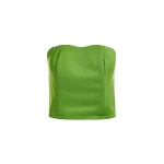 Essentiel Antwerp Green sculpted bustier top with smocked back - Essentiel Antwerp Tops - Colorful Belgian Design - Shop at Luxury Shoes 