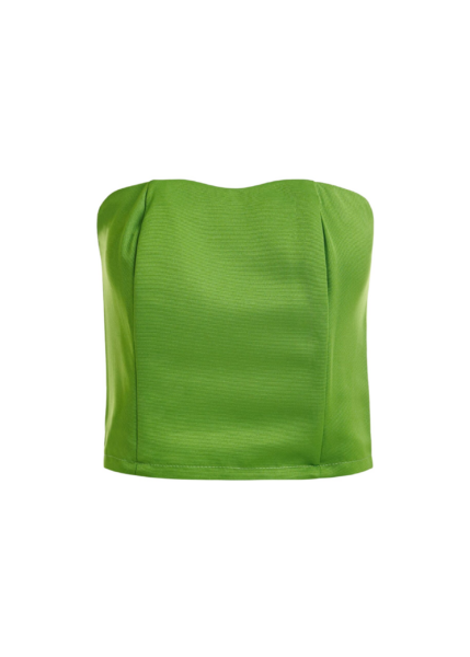 Essentiel Antwerp Green sculpted bustier top with smocked back - Essentiel Antwerp Tops - Colorful Belgian Design - Shop at Luxury Shoes 