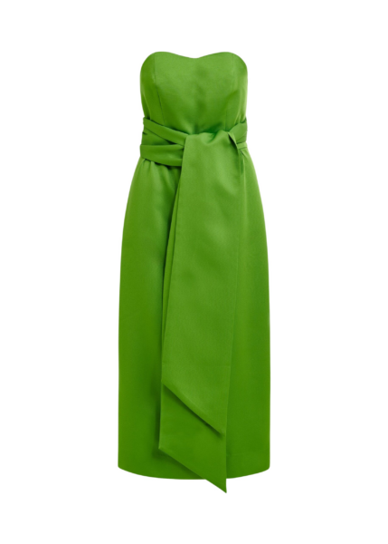 Essentiel Antwerp Green strapless midi dress with wrap-belt - Essentiel Antwerp Dresses - Colorful Belgian Design - Shop at Luxury Shoes 