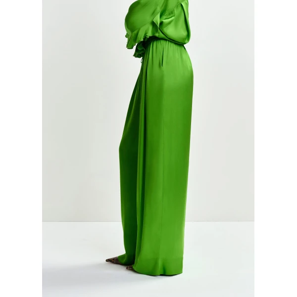Essentiel Antwerp Green wide-leg pants - Essentiel Antwerp Pants - Colorful Belgian Design - Shop at Luxury Shoes 
