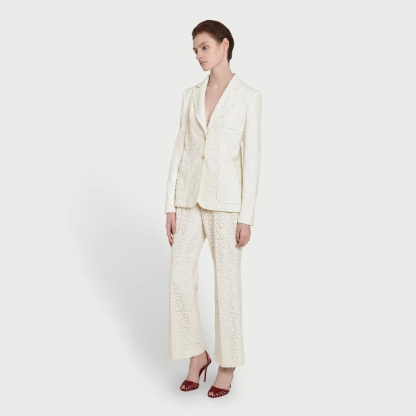 Giambattista Valli Ivory Daisies Macramé Trousers - Giambattista Valli Pants - Romantic Couture - Shop at Luxury Shoes 