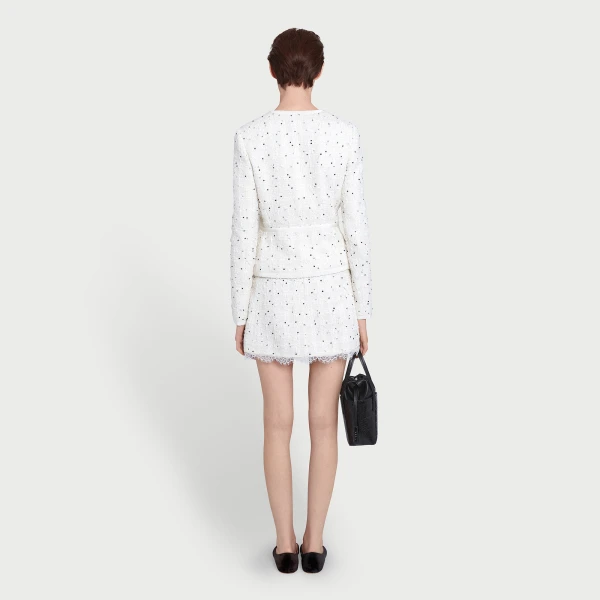 Giambattista Valli Ivory Jacket With Black Polka Dots In Bouclé - Giambattista Valli Jackets - Romantic Couture - Shop at Luxury Shoes 