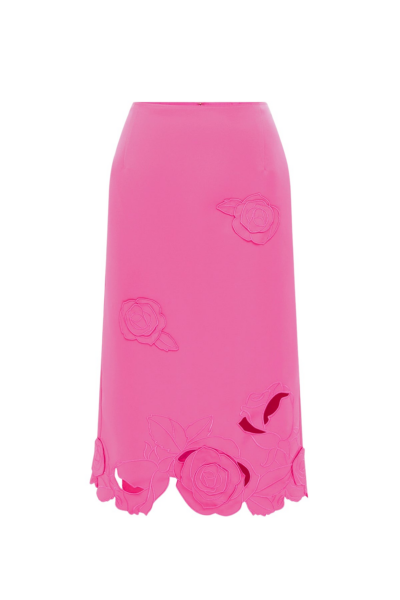 Leo Lin Pink Skirts Premium appliqué midi skirt
