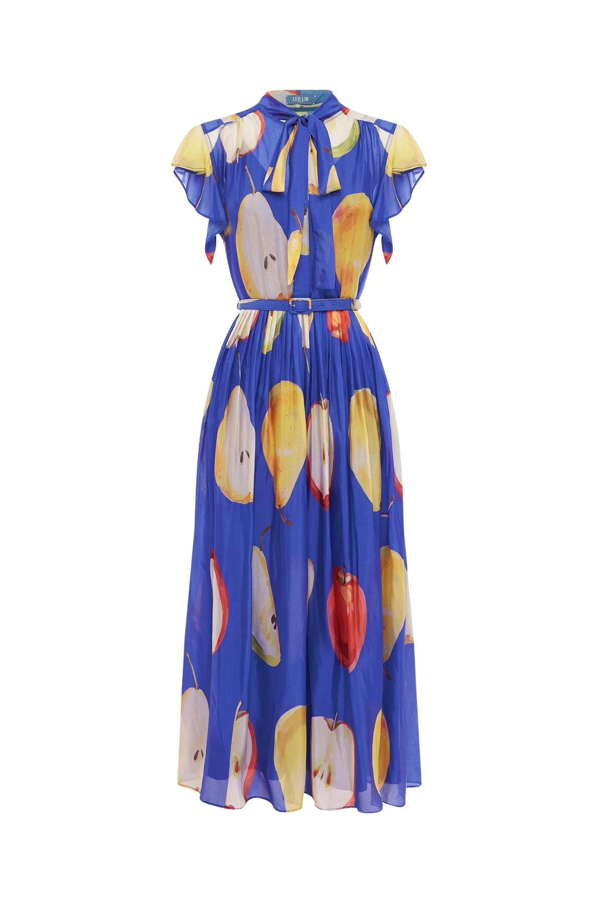 Leo-Lin-Grace-659055_nobg Leo Lin Blue Dresses An ode to the orchard. Lush pears are playfully scattered across a striking cobalt base