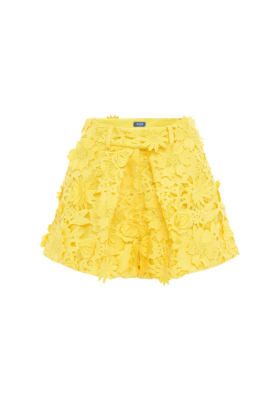 Leo Lin Yellow Shorts Premium lace shorts
