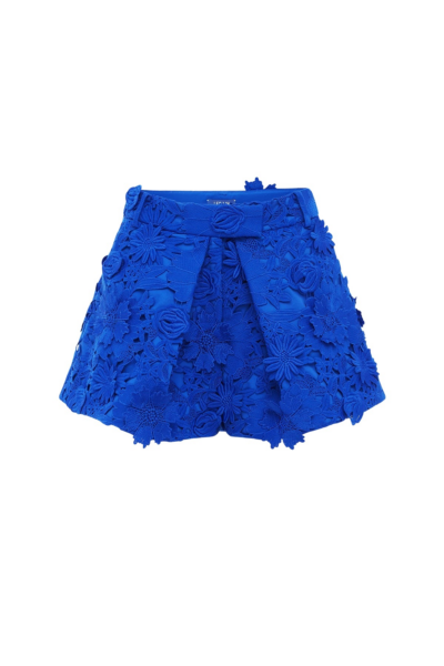 Leo Lin Blue Shorts Premium lace shorts
