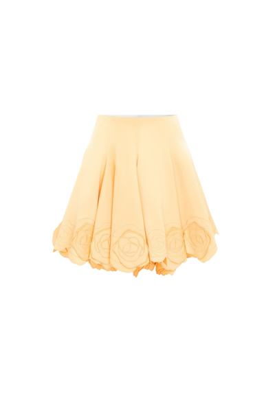 Leo Lin Yellow Skirts Premium appliqué mini skirt