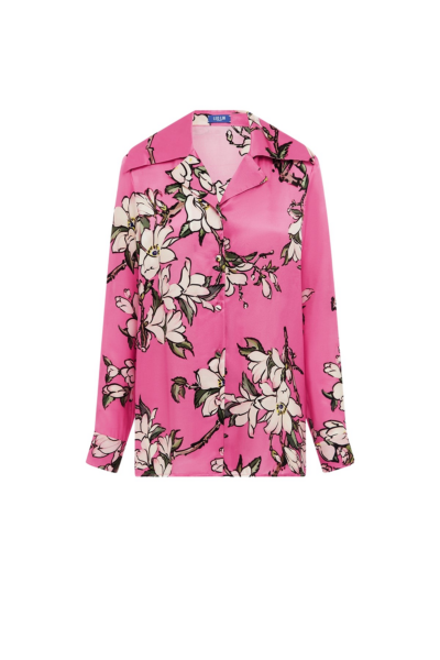 Leo Lin Pink Tops Soft pink and ivory magnolias scattered across a gentle base. Light
