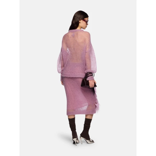 The Attico Light Mauve Midi Skirt - The Attico Skirts - Designed by Gilda Ambrosio & Giorgia Tordini - Shop at Luxury Shoes 