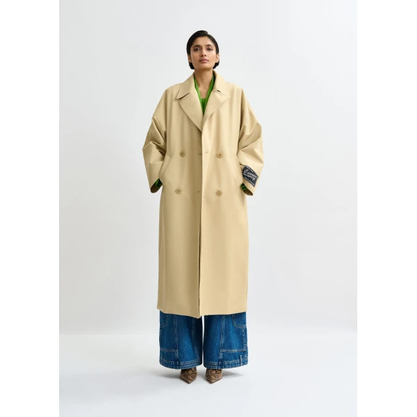Essentiel Antwerp Light beige oversized trenchcoat - Essentiel Antwerp Coats - Colorful Belgian Design - Shop at Luxury Shoes 