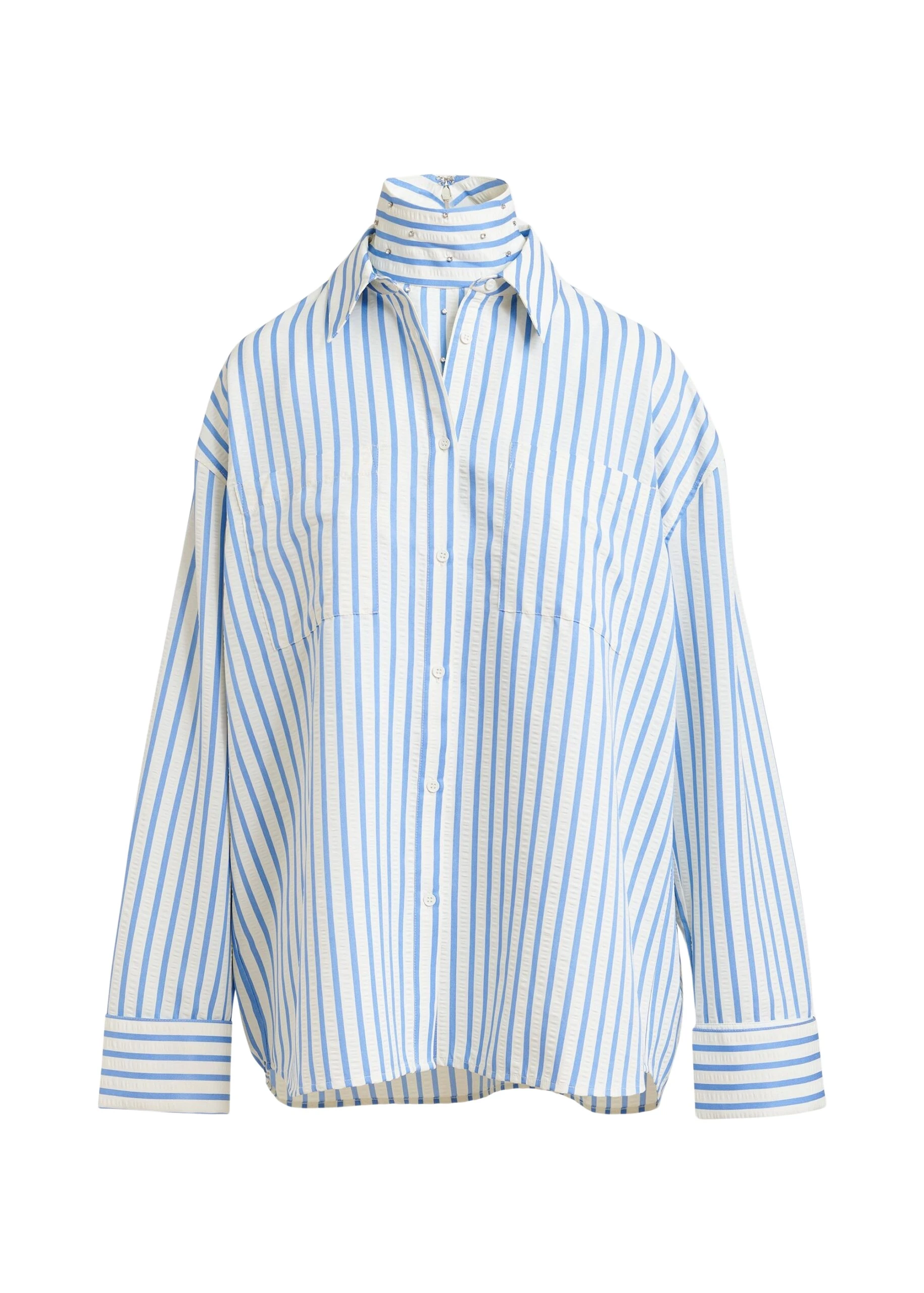 Light-blue-and-off-white-oversized-shirt-with-rhinestone-embellishments-and-layered-bib-Essentiel-Antwerp-Shirts-scaled89997_nobg Essentiel Antwerp Light blue and off-white oversized shirt with rhinestone embellishments and layered bib - Essentiel Antwerp Shirts - Colorful Belgian Design - Shop at Luxury Shoes