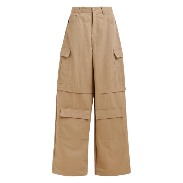 Essentiel Antwerp Light brown cotton-blend flap cargo pants - Essentiel Antwerp Pants - Colorful Belgian Design - Shop at Luxury Shoes 