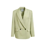 Essentiel Antwerp Light green straight-cut double-breasted blazer - Essentiel Antwerp Jackets - Colorful Belgian Design - Shop at Luxury Shoes 