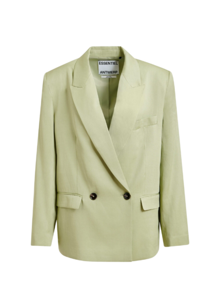 Essentiel Antwerp Light green straight-cut double-breasted blazer - Essentiel Antwerp Jackets - Colorful Belgian Design - Shop at Luxury Shoes 