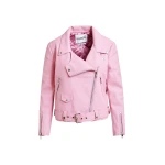 Essentiel Antwerp Light pink fitted biker jacket - Essentiel Antwerp Jackets - Colorful Belgian Design - Shop at Luxury Shoes 