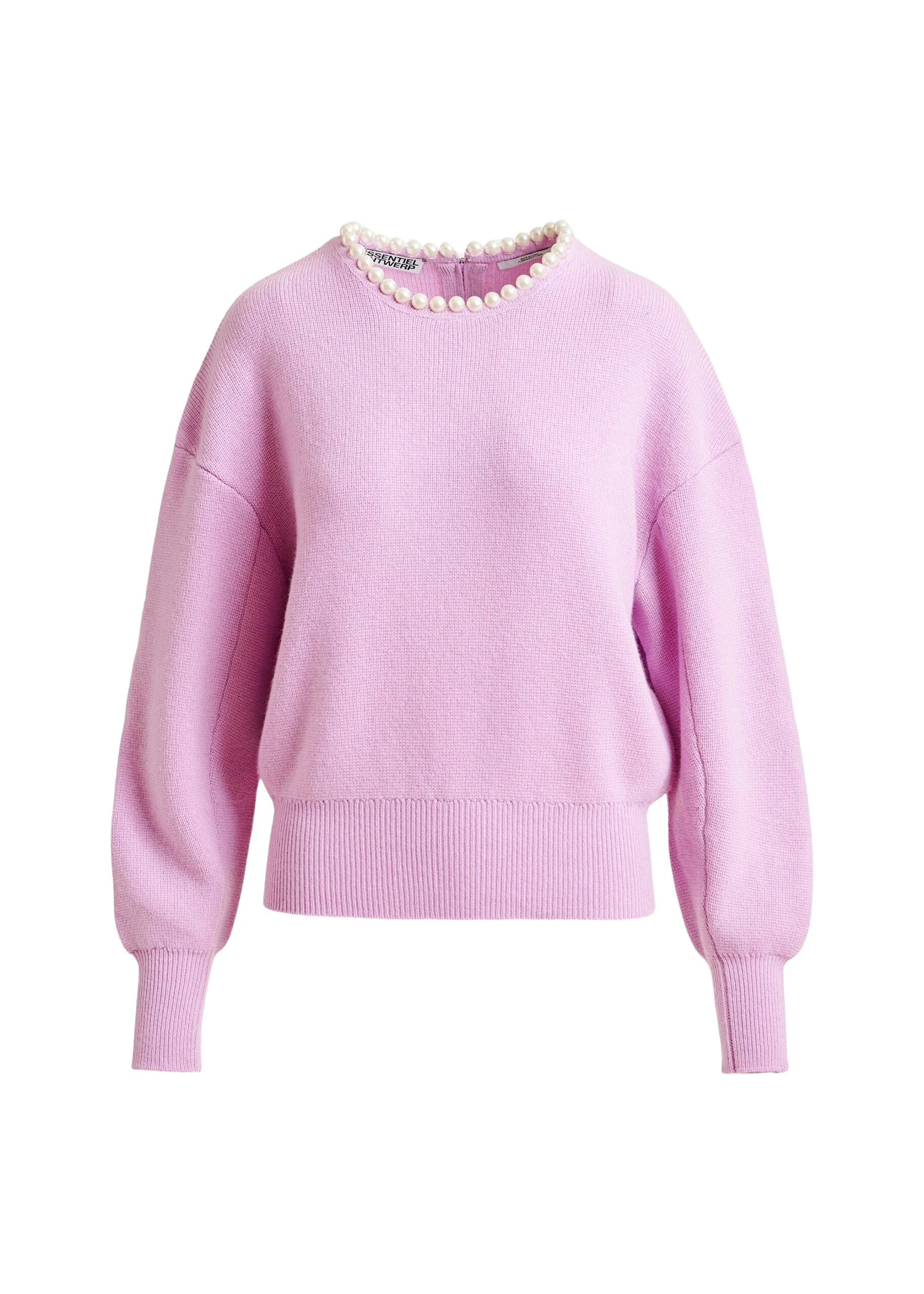 Light-pink-pearl-embellished-knit-sweater-Essentiel-Antwerp-Knitwear-scaled28553_nobg Essentiel Antwerp Light pink pearl-embellished knit sweater - Essentiel Antwerp Knitwear - Colorful Belgian Design - Shop at Luxury Shoes