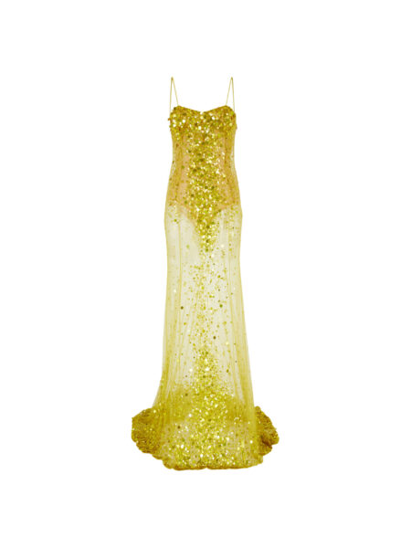 The Attico Lime Multishades Long Dress - The Attico Dresses - Designed by Gilda Ambrosio & Giorgia Tordini - Shop at Luxury Shoes 