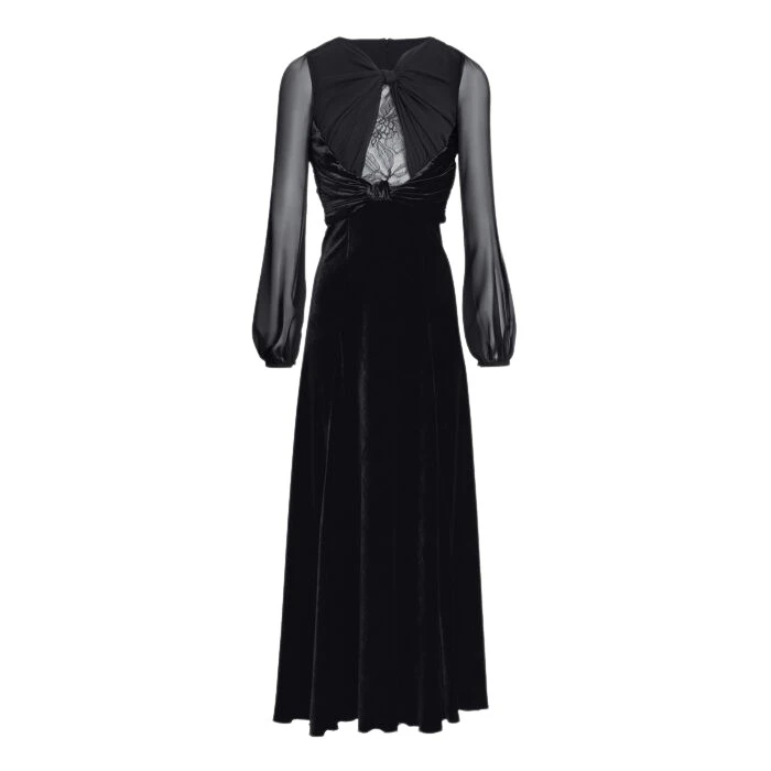 Long-Black-Velvet-And-Lace-Dress-Giambattista-Valli-Dresses-697276_nobg Giambattista Valli Long Black Velvet And Lace Dress - Giambattista Valli Dresses - Romantic Couture - Shop at Luxury Shoes