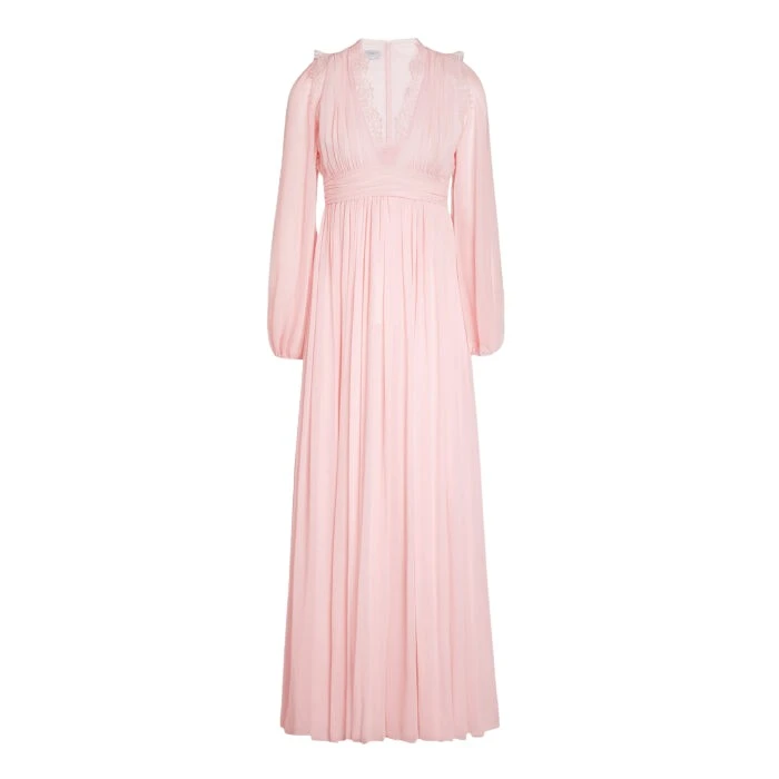 Long-Rose-Quartz-Silk-Dress-And-Lace-Collar-Giambattista-Valli-Dresses-785934_nobg Giambattista Valli Long Rose Quartz Silk Dress And Lace Collar - Giambattista Valli Dresses - Romantic Couture - Shop at Luxury Shoes