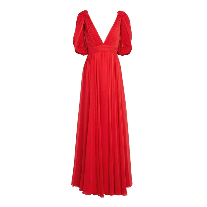 Maxi-Red-Silk-Dress-With-Draped-Shoulders-Giambattista-Valli-Dresses-919721_nobg Giambattista Valli Maxi Red Silk Dress With Draped Shoulders - Giambattista Valli Dresses - Romantic Couture - Shop at Luxury Shoes