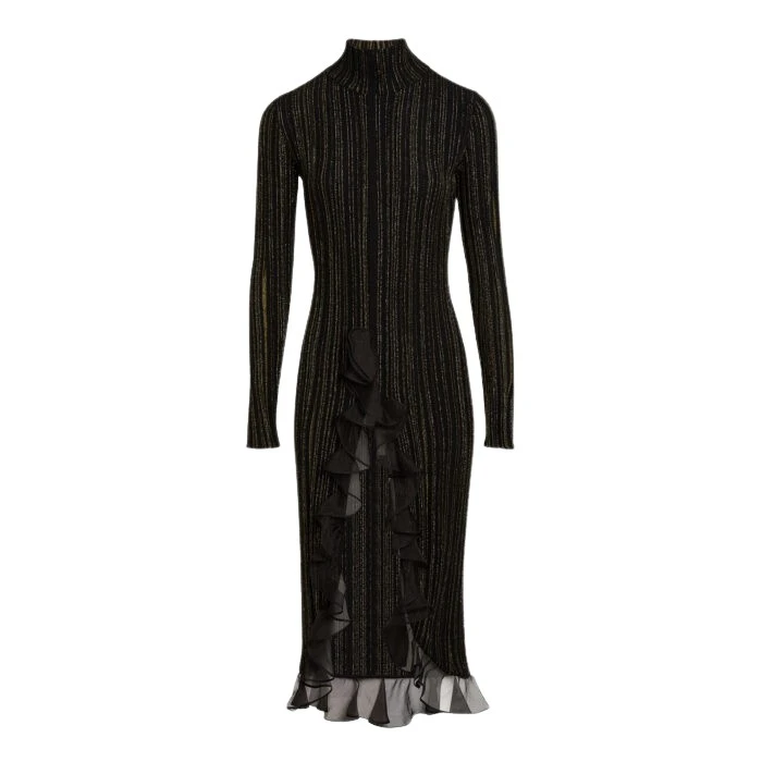 Midi-Black-And-Gold-Dress-With-Ruffles-Giambattista-Valli-Dresses-720659_nobg Giambattista Valli Midi Black And Gold Dress With Ruffles - Giambattista Valli Dresses - Romantic Couture - Shop at Luxury Shoes