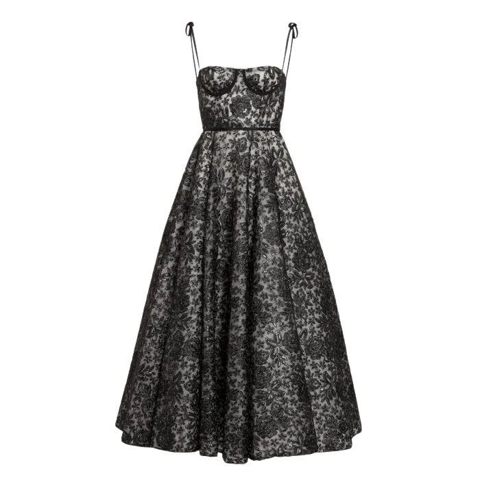 Midi-Corset-Dress-With-Shimmering-Black-Embroidery-Giambattista-Valli-Dresses-756145_nobg Giambattista Valli Midi Corset Dress With Shimmering Black Embroidery - Giambattista Valli Dresses - Romantic Couture - Shop at Luxury Shoes