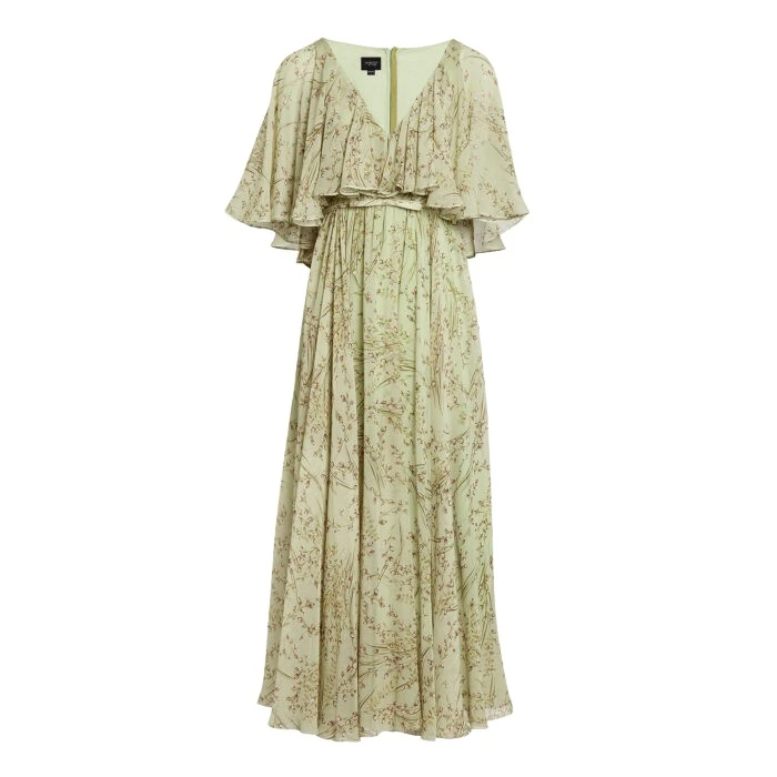 Midi-Wild-Flowers-Green-Silk-Dress-With-Cape-Giambattista-Valli-Dresses-827436_nobg Giambattista Valli Midi Wild Flowers Green Silk Dress With Cape - Giambattista Valli Dresses - Romantic Couture - Shop at Luxury Shoes