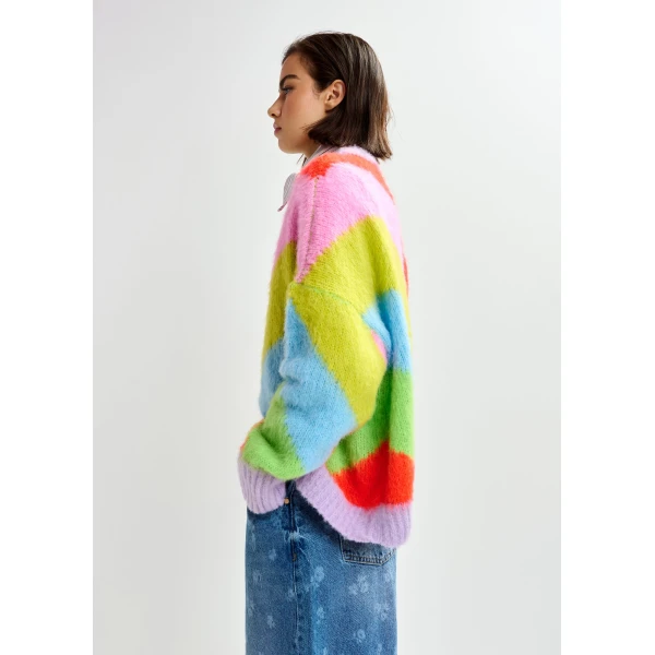 Essentiel Antwerp Multicolor intarsia knit striped sweater - Essentiel Antwerp Knitwear - Colorful Belgian Design - Shop at Luxury Shoes 